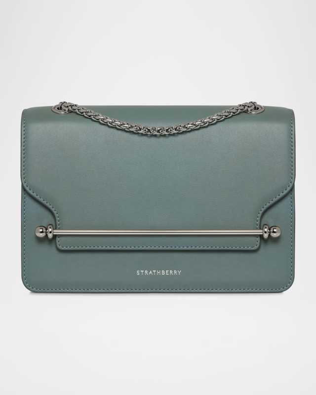 East-West Flap Leather Chain Shoulder Bag